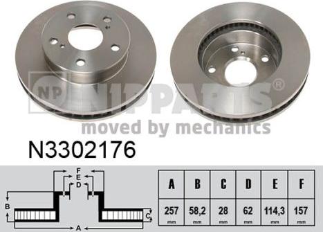 Nipparts N3302176 - Тормозной диск autosila-amz.com