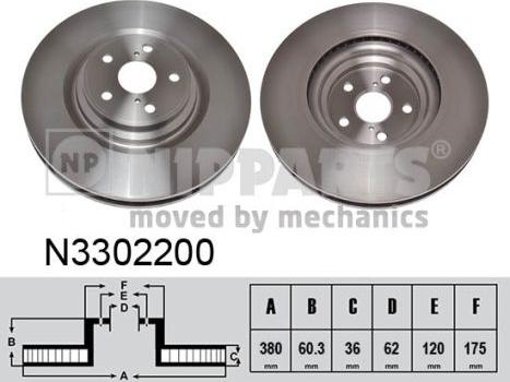Nipparts N3302200 - Тормозной диск autosila-amz.com