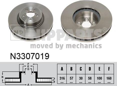 Nipparts N3307019 - Тормозной диск autosila-amz.com