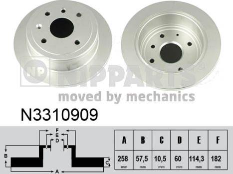 Nipparts N3310909 - Тормозной диск autosila-amz.com