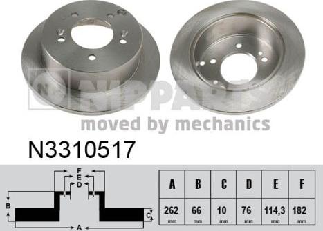 Nipparts N3310517 - Тормозной диск autosila-amz.com