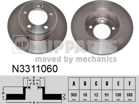 Nipparts N3311060 - Тормозной диск autosila-amz.com