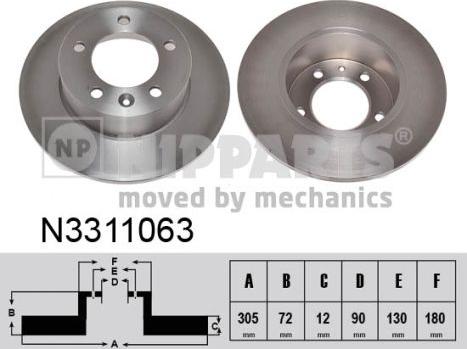 Nipparts N3311063 - Тормозной диск autosila-amz.com