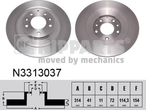 Nipparts N3313037 - Тормозной диск autosila-amz.com