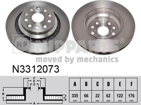 Nipparts N3312073 - Тормозной диск autosila-amz.com