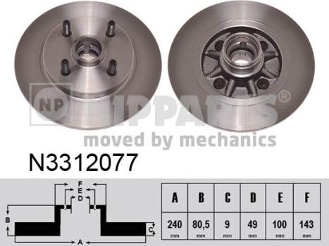 Nipparts N3312077 - Тормозной диск autosila-amz.com