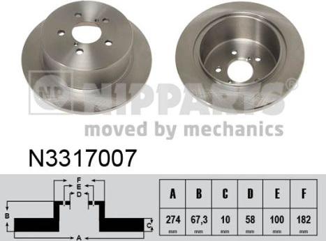 Nipparts N3317007 - Тормозной диск autosila-amz.com