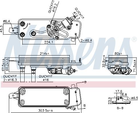 Nissens 90988 - Масляный радиатор BMW 5 (F10), 5 (F11), 5 GRAN TURISMO (F07), 6 (F12), 6 (F13), 6 GRAN COUPE (F06), autosila-amz.com