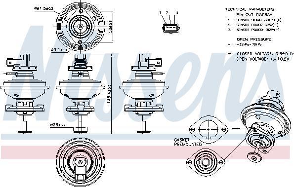 Nissens 98208 - Клапан возврата ОГ autosila-amz.com