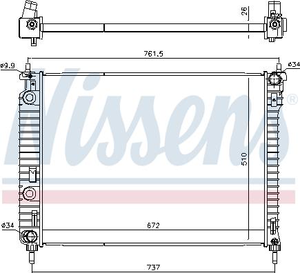 Nissens 616905 - радиатор системы охлаждения!\ Opel Antara 06>, Chevrolet Captiva 2.4/3.2 06> autosila-amz.com