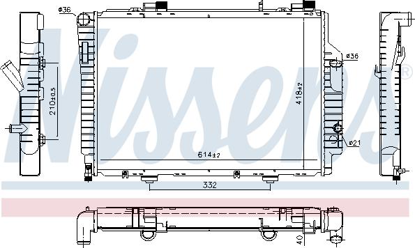 Nissens 62522 - Радиатор двигателя MERCEDES CLK200-230 KOMP 97-02 autosila-amz.com