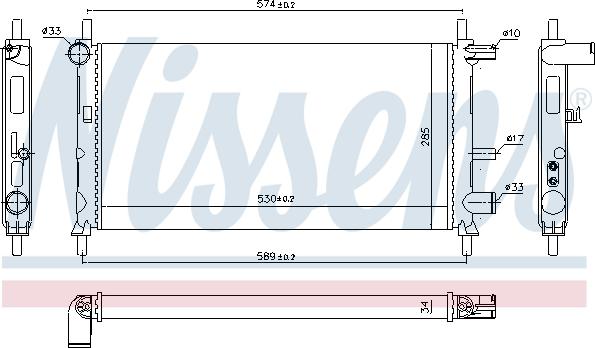 Nissens 62082A - Радиатор, охлаждение двигателя autosila-amz.com