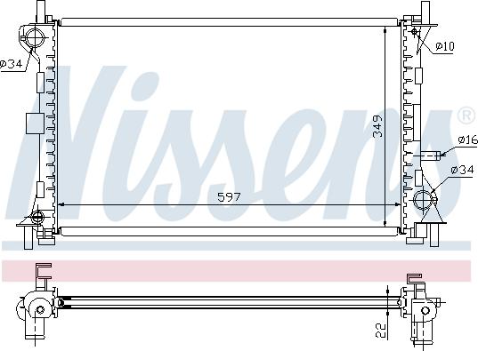 Nissens 62075A - Радиатор двигателя FORD FOCUS I (CAK) (98-) 1.8 EFi autosila-amz.com