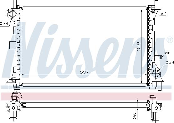 Nissens 62073A - Радиатор основной FORD Focus I 2.0L/1.8TDI /596x349x26mm NISSENS 62073A autosila-amz.com