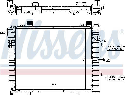 Nissens 62712A - Радиатор двигателя MERCEDES C-CLASS W 202 (93-) C 230 KOMPRESSOR autosila-amz.com