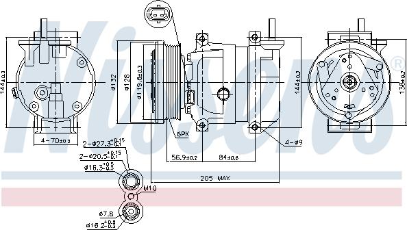 Nissens 89492 - Компрессор кондиционера CHEVROLET AVEO / KALOS, LACETTI, NUBIRA DAEWOO KALOS, LACETTI, NUBIRA 1.2/1. autosila-amz.com