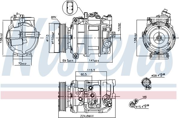Nissens 89091 - Компрессор кондиционера VW PHAETON (02-) 3.0TDi TOUAREG (02-) 3.0TDi TOUAREG (10-) 3.0TDi PORSCHE CA autosila-amz.com