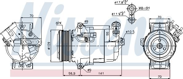 Nissens 89041 - компрессор кондиционера! DELPHI\ Opel Astra H 1.9CDTi 04> autosila-amz.com