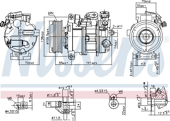 Nissens 890595 - КОМПРЕССОР КОНДИЦИОНЕРА MERCEDES A-CLASS W176 12- autosila-amz.com