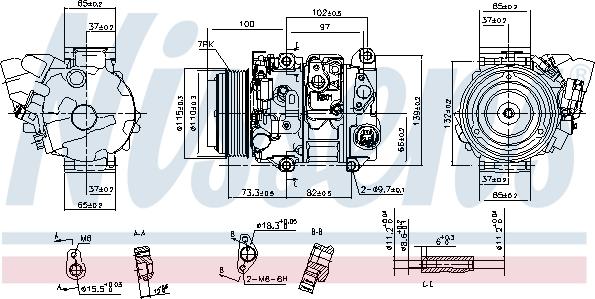 Nissens 890143 - Компрессор кондиционера TOYOTA SIENNA II (CL20, XL20) (03-) 3.5 i V6 autosila-amz.com