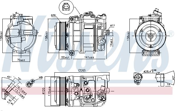 Nissens 890379 - Компрессор MERCEDES W212 E300, E350, X204 GLK300, GLK350, GLK350CGI 890379 autosila-amz.com