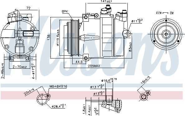 Nissens 89022 - Компрессор кондиционера MERCEDES SPRINTER  95-06 autosila-amz.com