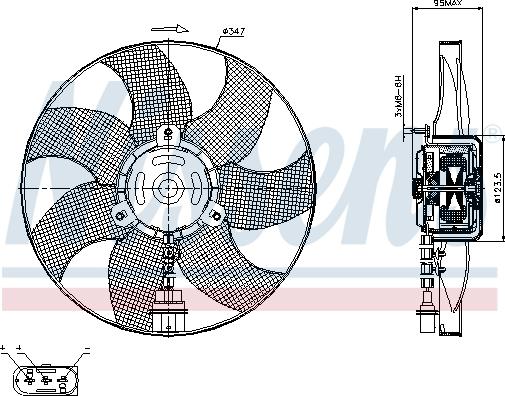 Nissens 85543 - Вентилятор радиатора (без кожуха) VOLKSWAGEN POLO IV (9N) (01-) 1.9 TDi autosila-amz.com