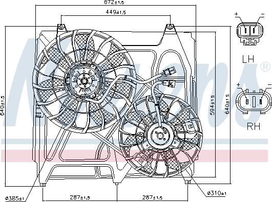 Nissens 85271 - Вентилятор радиатора (с корпусом) KIA SORENTO I 2.4-3.5 08.02-12.11 autosila-amz.com