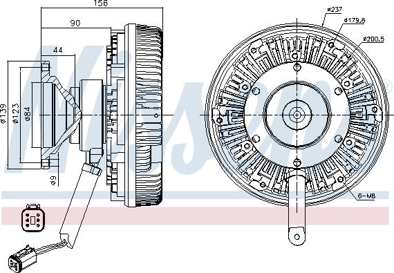 Nissens 86154 - Fan clutch (number of pins: 6) fits: SCANIA P,G,R,T DC09.108-OC9.G05 01.03- autosila-amz.com