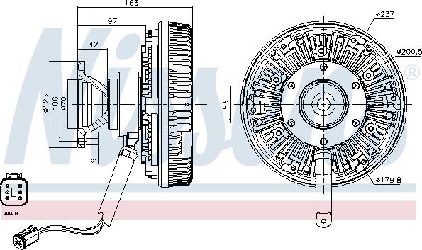 Nissens 86116 - Гидромуфта без крыльчатки (OE 1856995, 2052003, 2132266, 2410086) 6 PIN PLUG autosila-amz.com