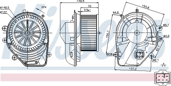 Nissens 87060 - Вентилятор отопителя салона AUDI A4    94- autosila-amz.com