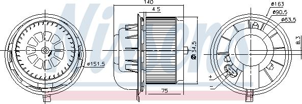 Nissens 87077 - Вентилятор отопителя салона AUDI Q7 (4L) (06-) 3.0 TFSi autosila-amz.com