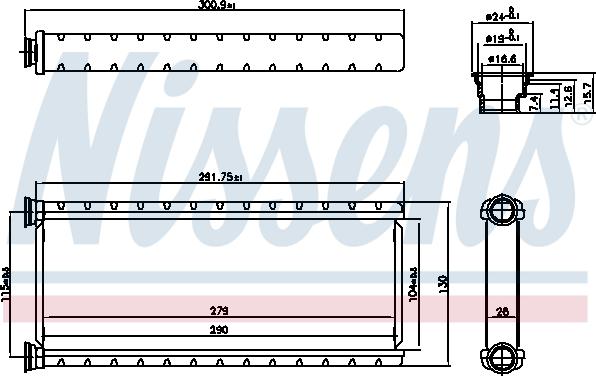 Nissens 707201 - Радиатор отопителя CITROEN BERLINGO (K9) (19-), C4 PICASSO (B78) (13-), C4 SPACETOURER (18-), C5 AIRCROSS ( 19- ), DISPATCH III  autosila-amz.com