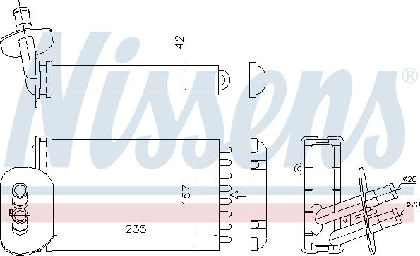 Nissens 73977 - Радиатор отопителя VW: TRANSPORTER IV C БОРТОВОЙ ПЛАТФОРМОЙ/ХОДОВАЯ ЧАСТЬ (70XD) 2.8 VR6 90-03 , TRA autosila-amz.com