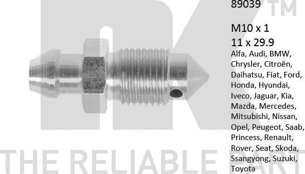 NK 89039 - Болт воздушного клапана / вентиль autosila-amz.com