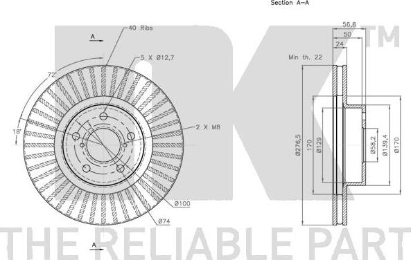 NK 314406 - Тормозной диск autosila-amz.com