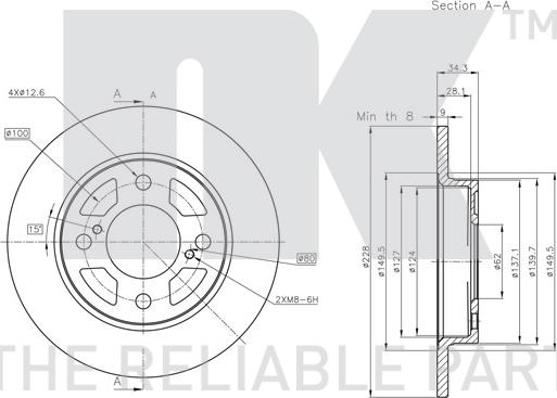 NK 315240 - Тормозной диск autosila-amz.com