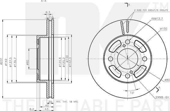 NK 315238 - Тормозной диск autosila-amz.com