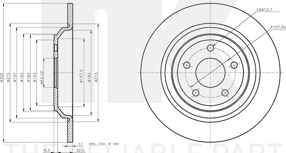 NK 3125113 - Диск тормозной задний Ford Focus 4 18->, Kuga 3 20-> autosila-amz.com