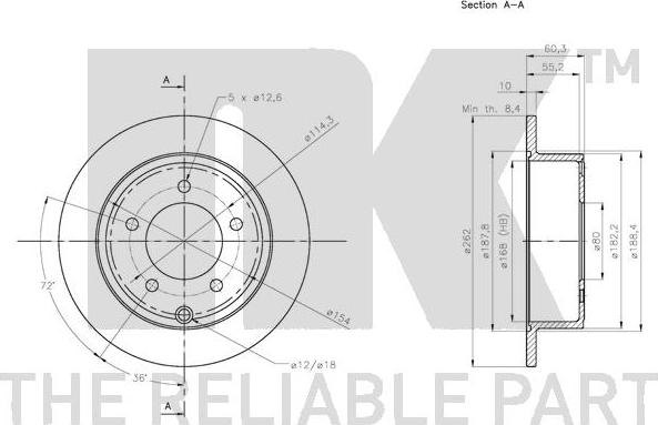 NK 209330 - 209330 ДИСК ТОРМ CHR SEBRING/JEEP COMPASS/PATRIOT 2.0-2.4/2.0CRD/2.2CRD 06- ЗАД НЕ ВЕНТ C ABS 262X10 autosila-amz.com