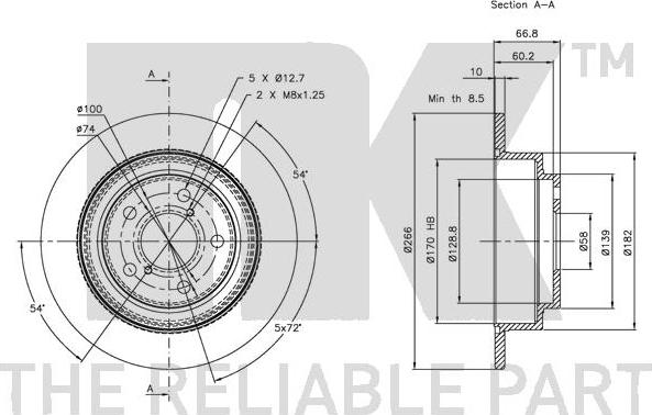 NK 314404 - Тормозной диск autosila-amz.com