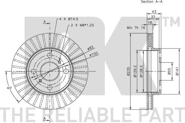 NK 314565 - Тормозной диск autosila-amz.com