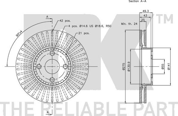 NK 204580 - Тормозной диск autosila-amz.com