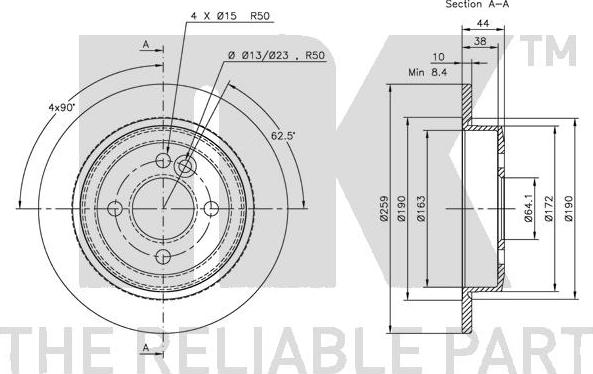 NK 314017 - Тормозной диск autosila-amz.com