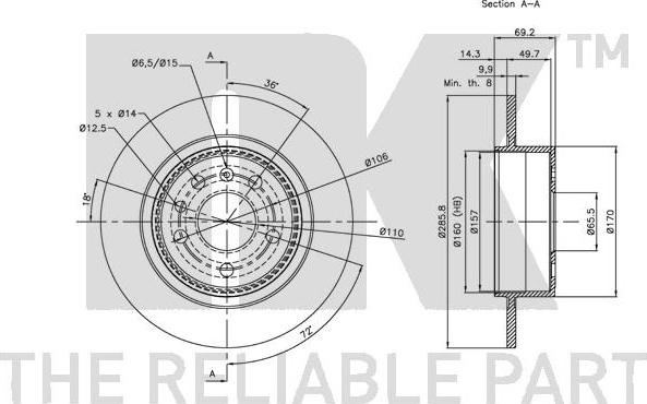 NK 314110 - Тормозной диск autosila-amz.com