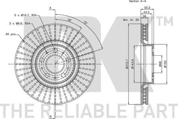 NK 204851 - 204851NK диск тормозной передний! 16 wheel\ Volvo XC90 2.5/3.0/2.4TD 02> autosila-amz.com