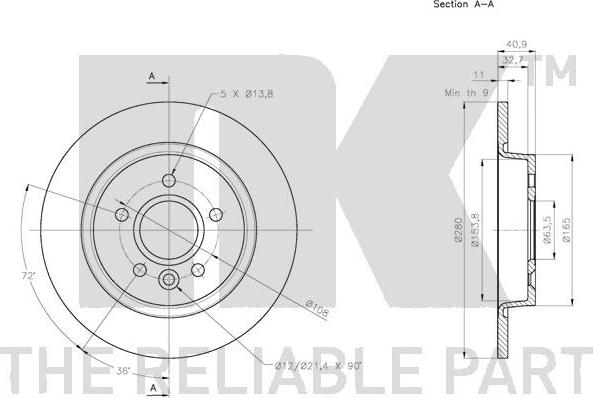 NK 204865 - Диск тормозной Volvo V40 12- autosila-amz.com