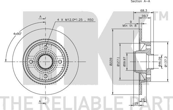 NK 204836 - Тормозной диск autosila-amz.com