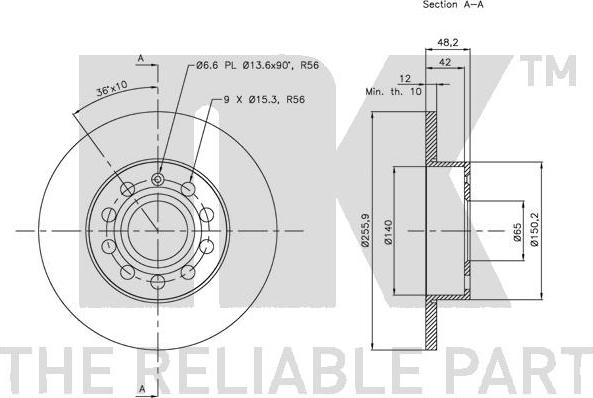 NK 314794 - 314794NK диск тормозной задний! с покрыт.\ Audi A3 03>, Skoda Octavia/Superb 03> autosila-amz.com