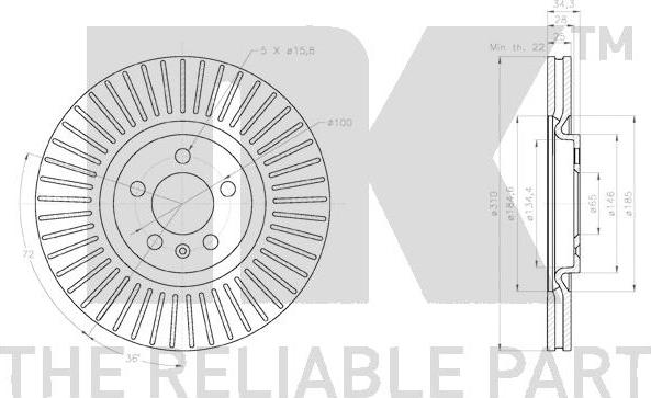 NK 3147165 - Диск тормозной с антикорозийным покрытием Aud1/VWpolo 13- autosila-amz.com